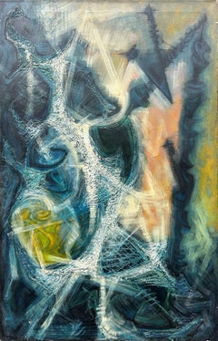 "Paulson" Seymour Franks, Modernist, Blue, White and Green Abstraction