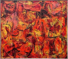 "Tempole" Seymour Franks, Bright Red and Yellow, Abstract Mid-Century Painting