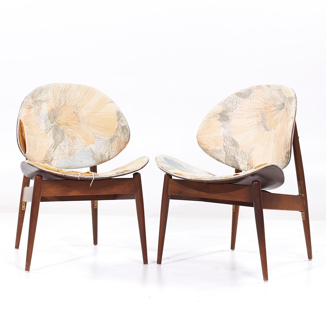 Mid-Century moderno Sedie a conchiglia di Seymour James Weiner per Kodawood, metà del secolo scorso - coppia in vendita
