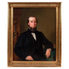 Antique Seymour Joseph Guy (American, 1824–1910) Portrait of a Gentleman, Oil on Canvas
