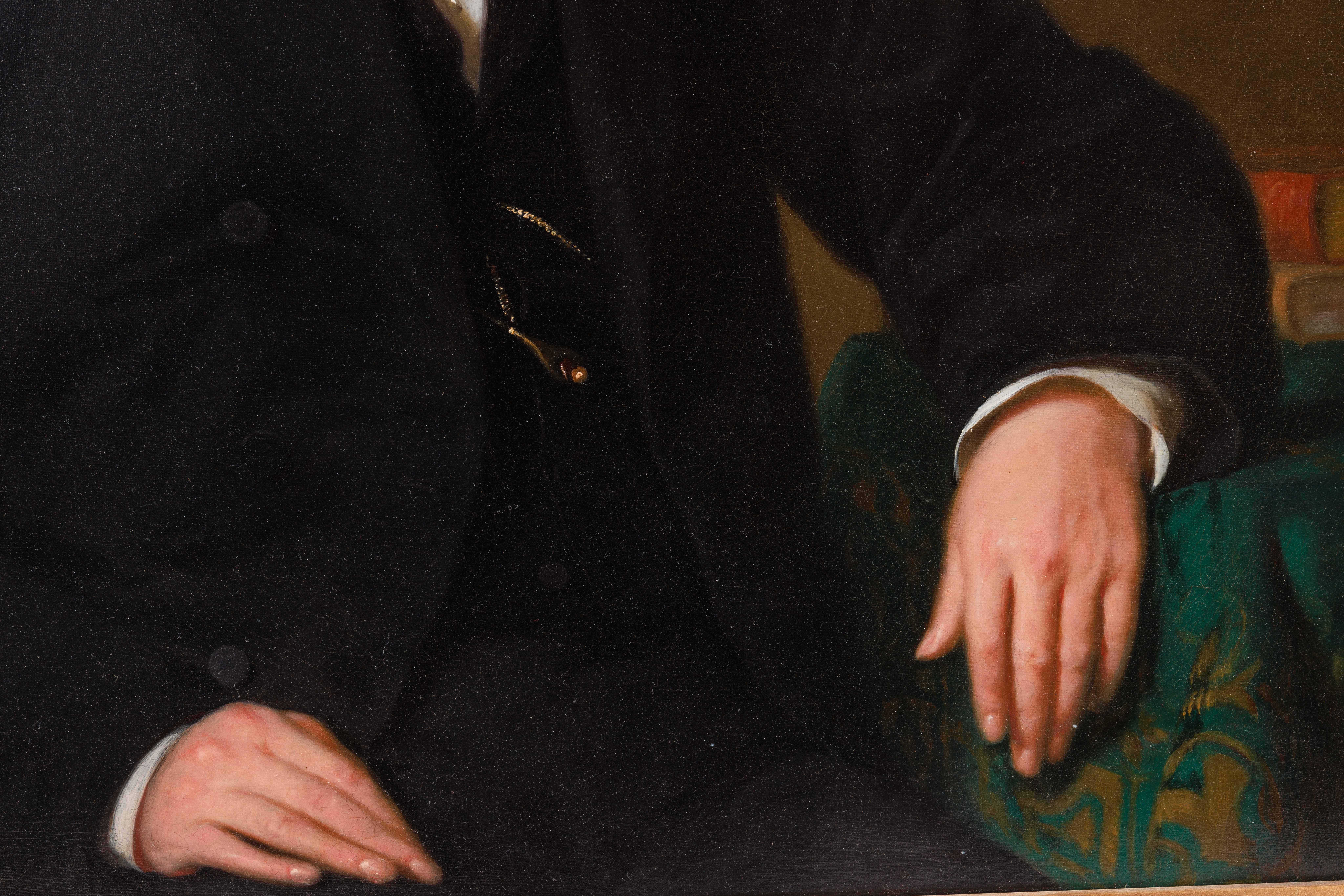 Seymour Joseph Guy (américain, 1824-1910) Portrait d'un gentleman, huile sur toile en vente 3