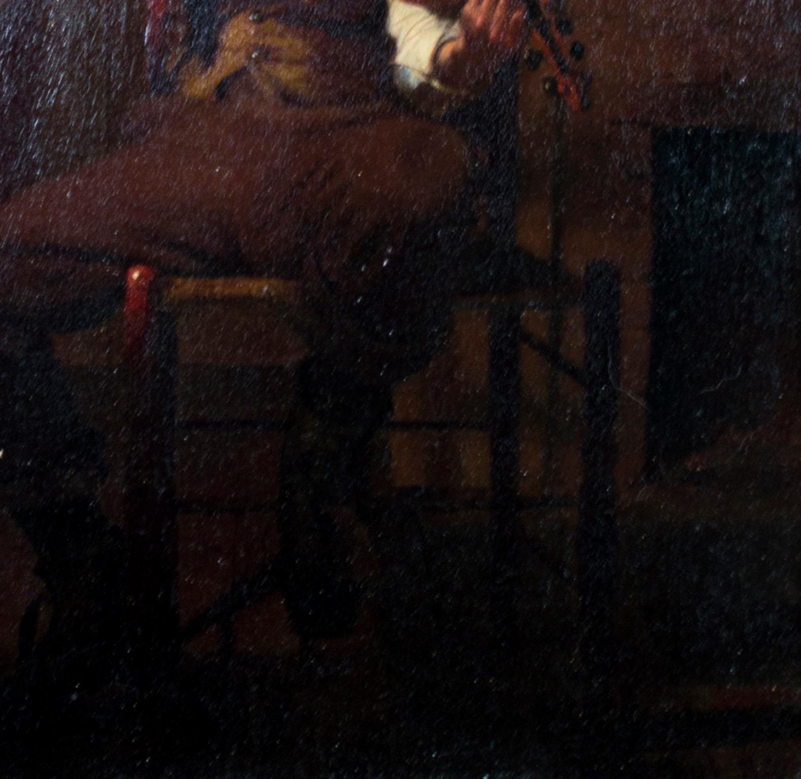 « The Gamut », huile sur panneau, portrait d'enfant jouant du violon par Seymour Guy - Romantique Painting par Seymour Joseph Guy 