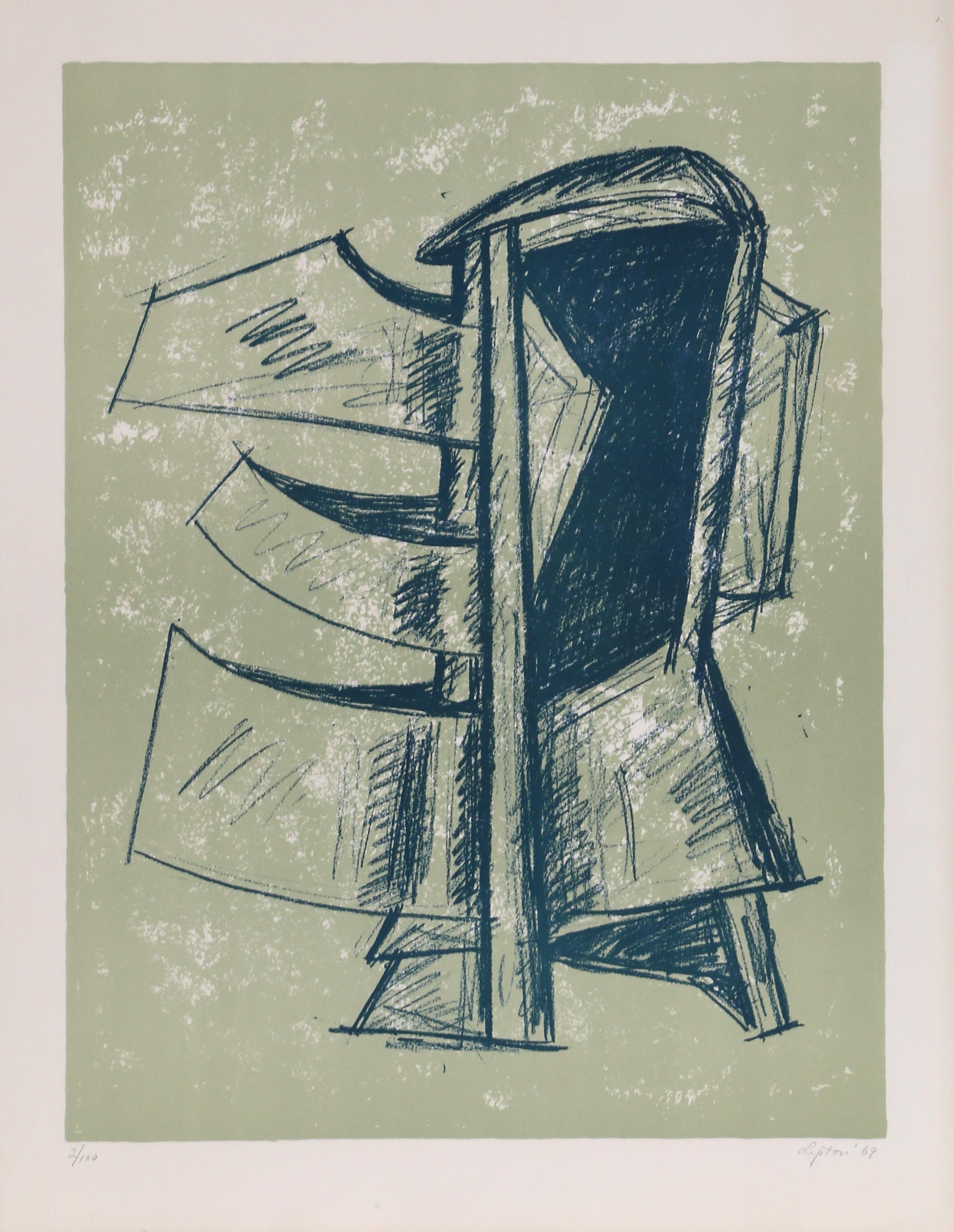 Sculpture Study II, Signed and Numbered Modern Lithograph by Seymour Lipton