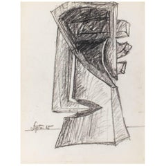 Croquis d'étude de la sculpture de Seymour Lipton, 1965