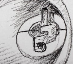 Seymour Lipton Oil Crayon Drawing on Paper Sculpture Study, 1978