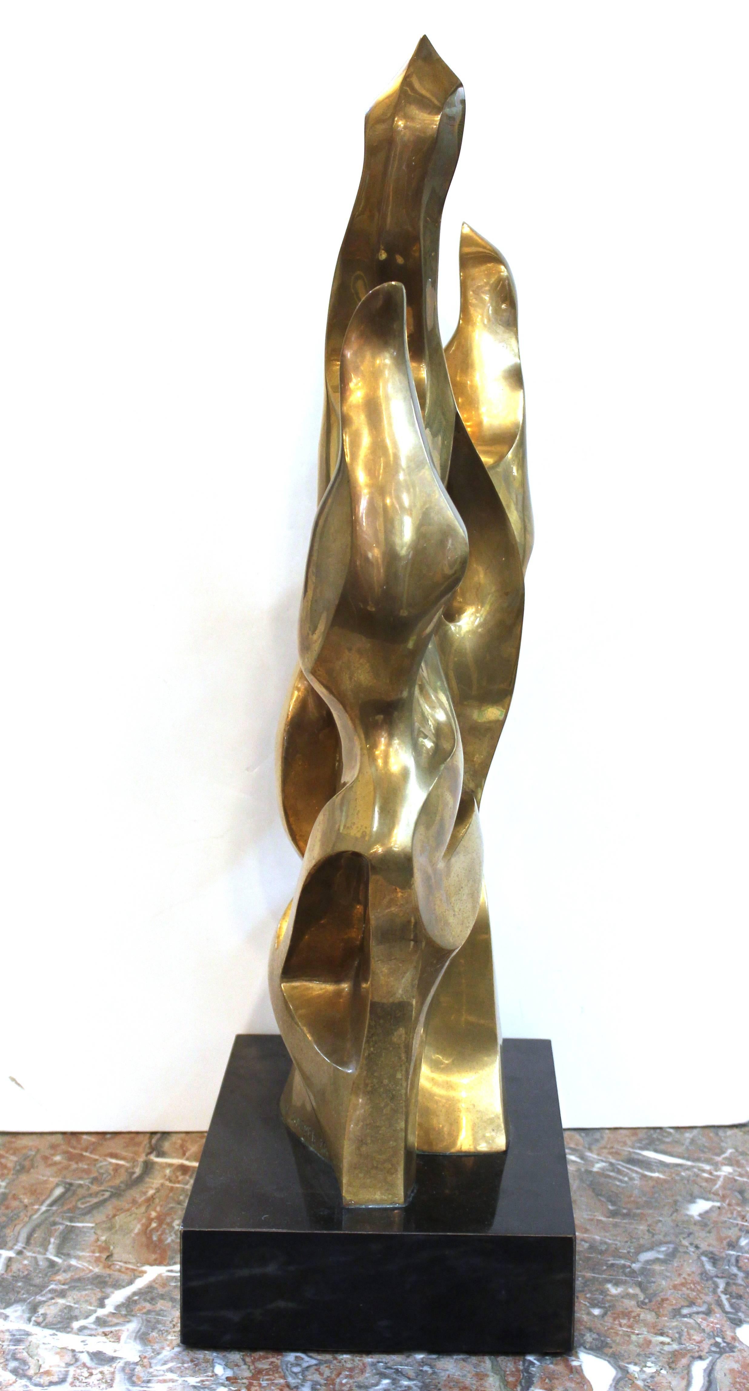 American Seymour Meyer Modernist Abstract Bronze Sculpture Titled 'Flame'