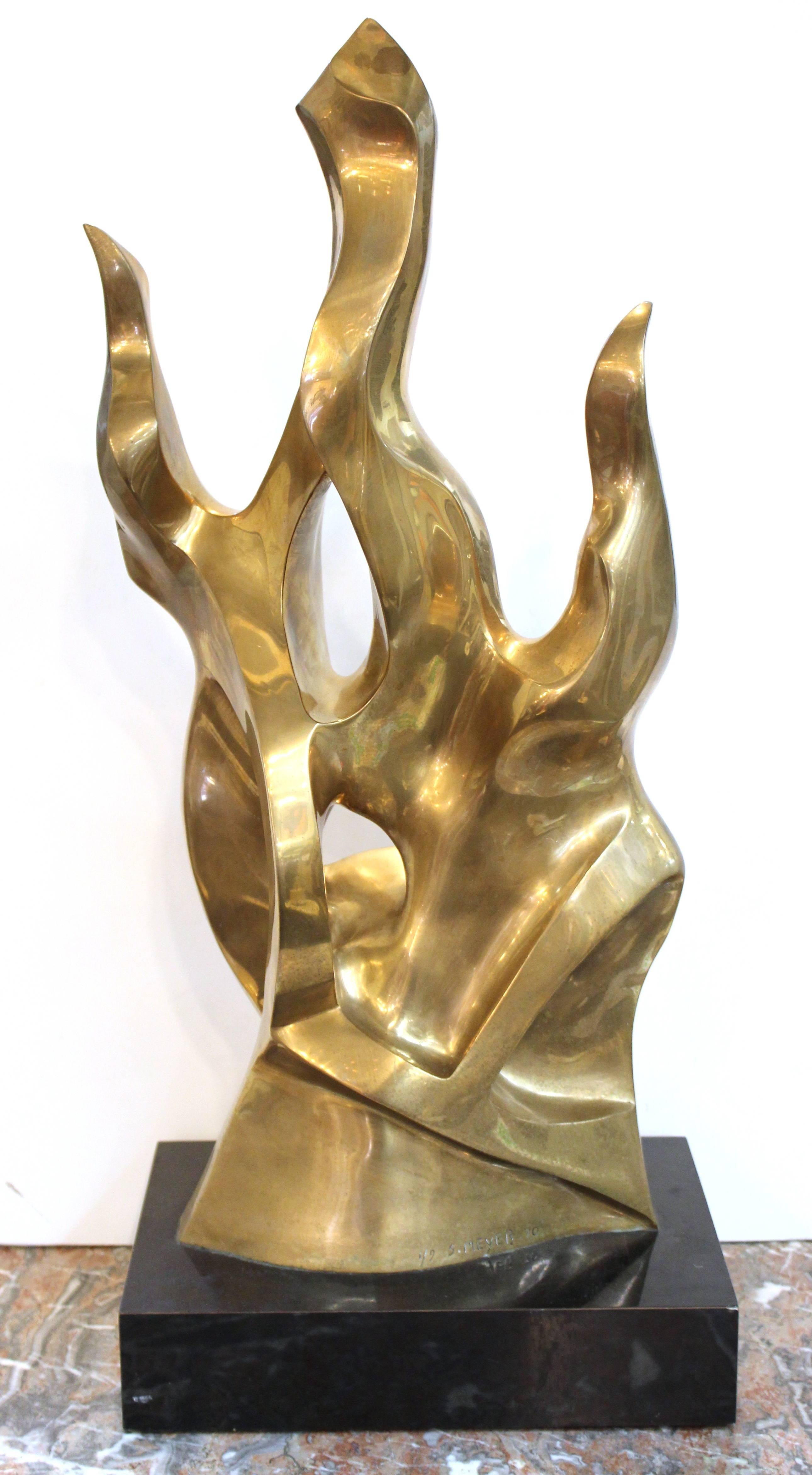 Seymour Meyer Modernist Abstract Bronze Sculpture Titled 'Flame' In Good Condition In Astoria, NY