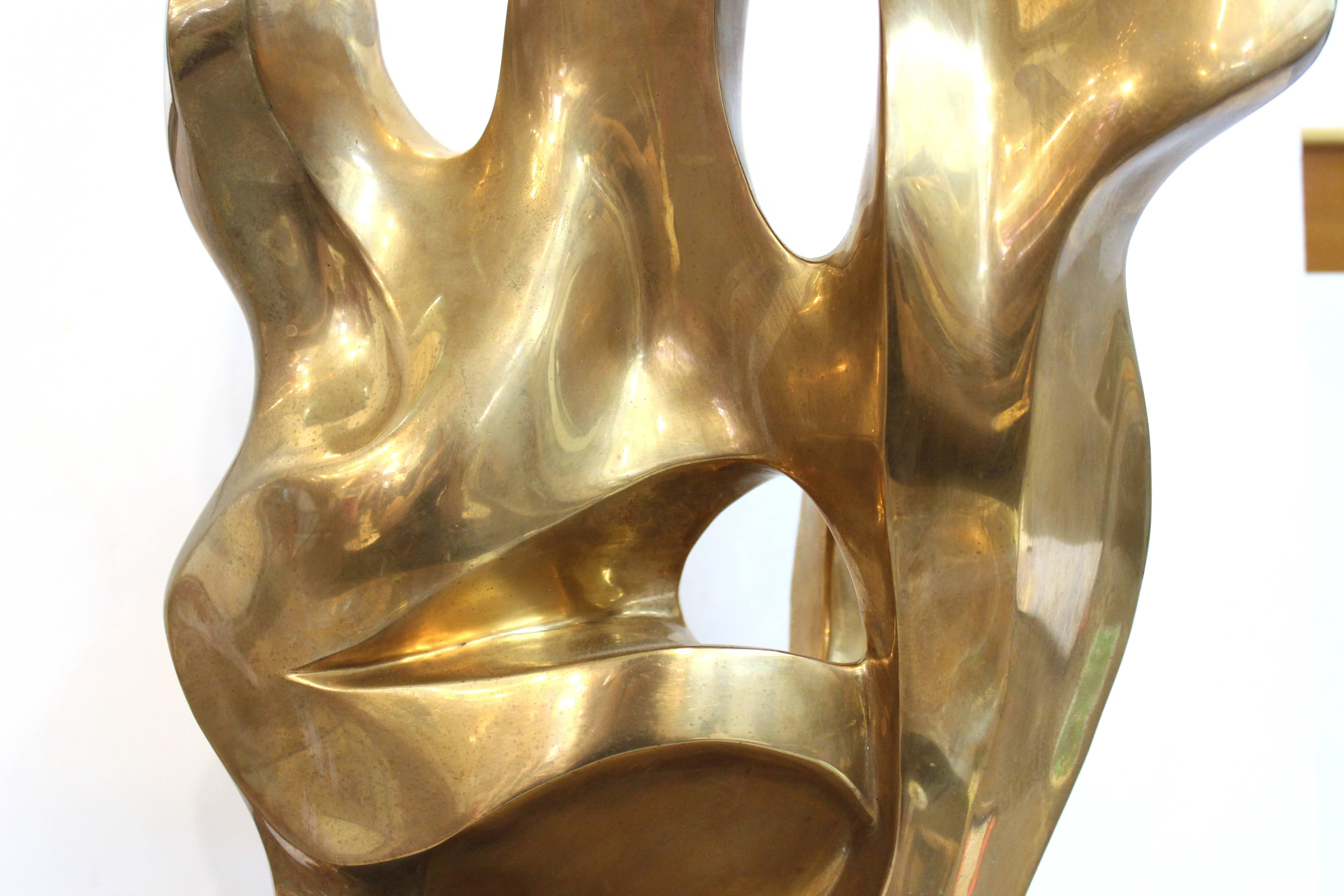 Seymour Meyer Modernist Abstract Bronze Sculpture Titled 'Flame' 1