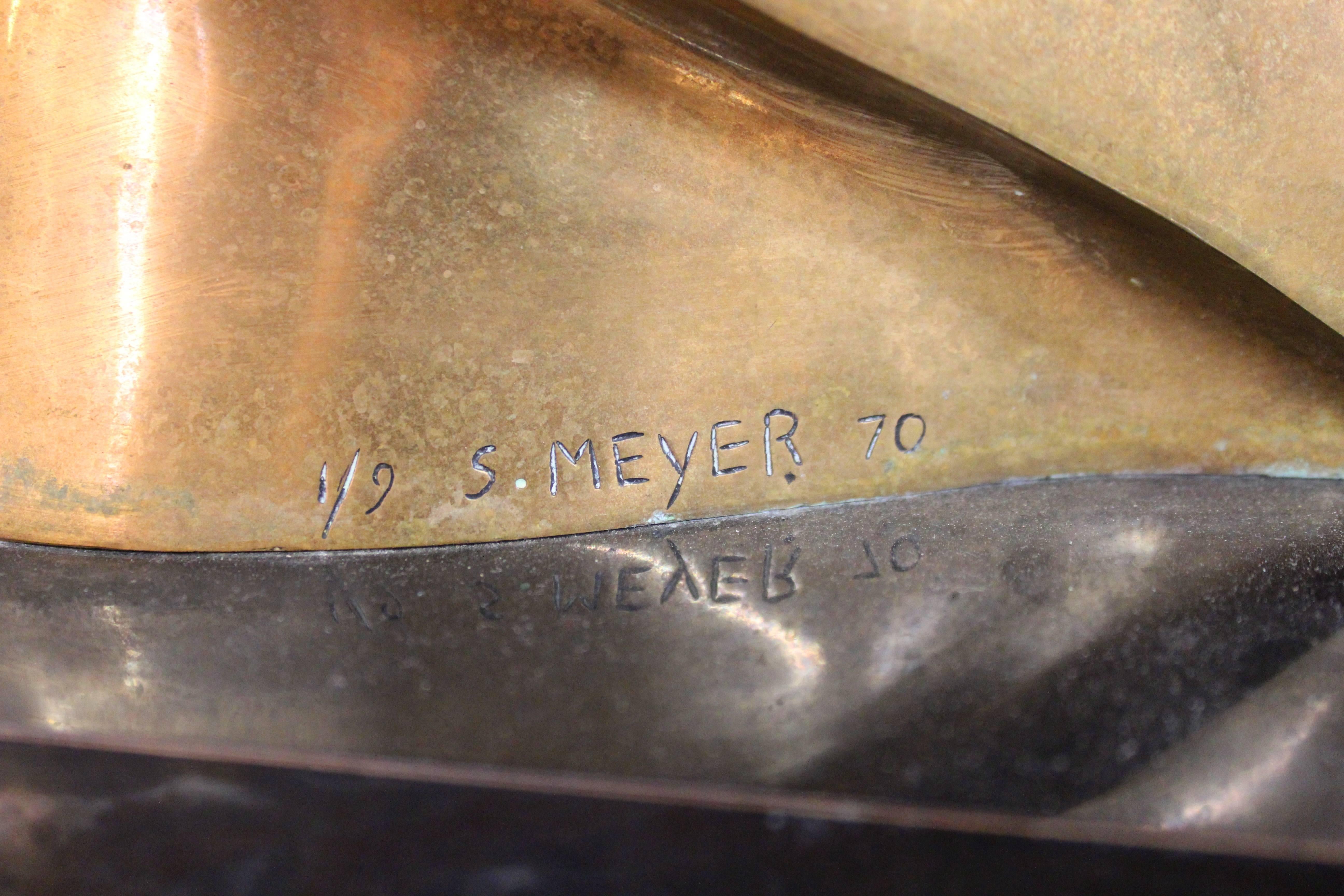 Seymour Meyer Modernist Abstract Bronze Sculpture Titled 'Flame' 3