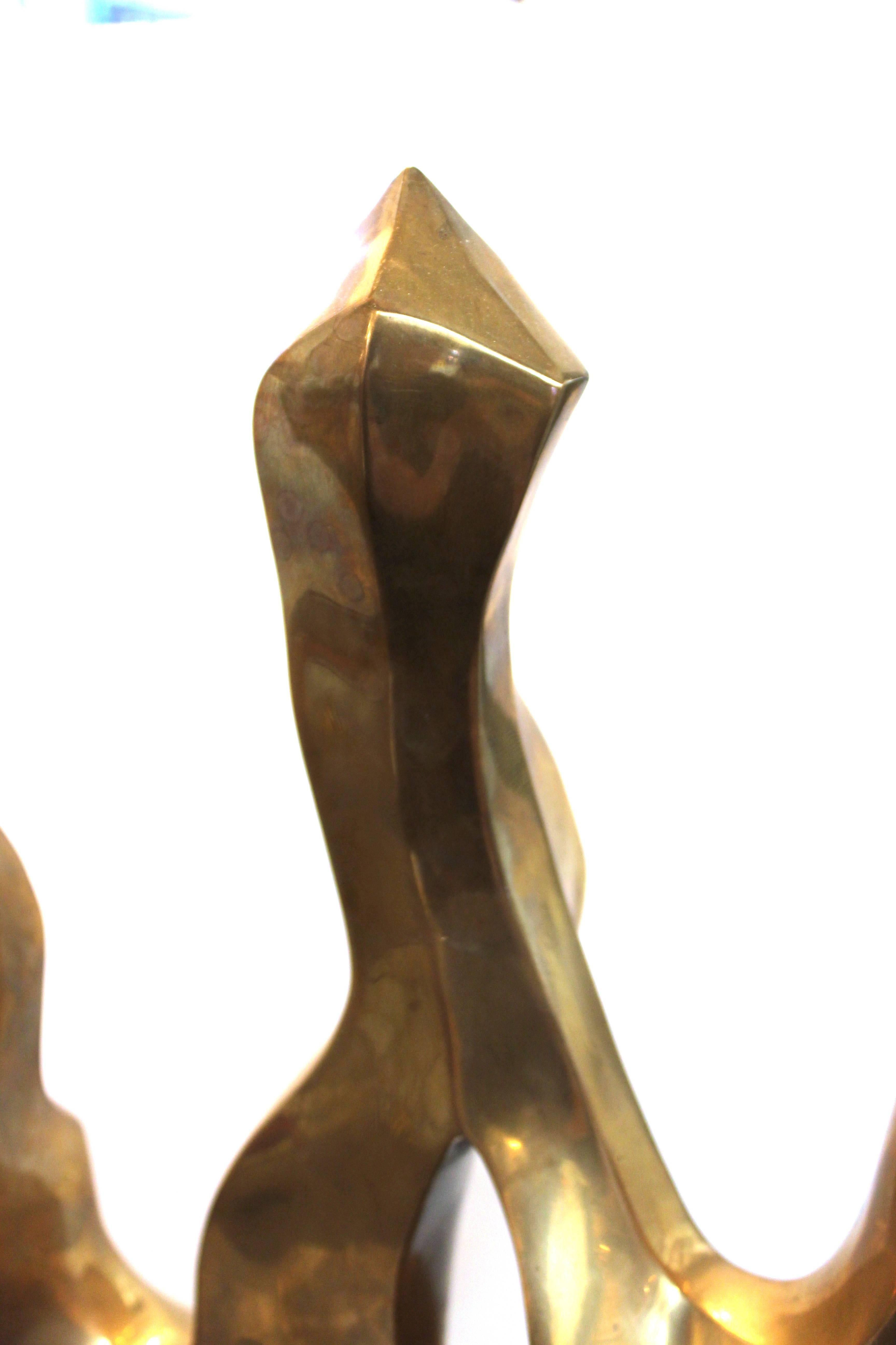 Seymour Meyer Modernist Abstract Bronze Sculpture Titled 'Flame' 4
