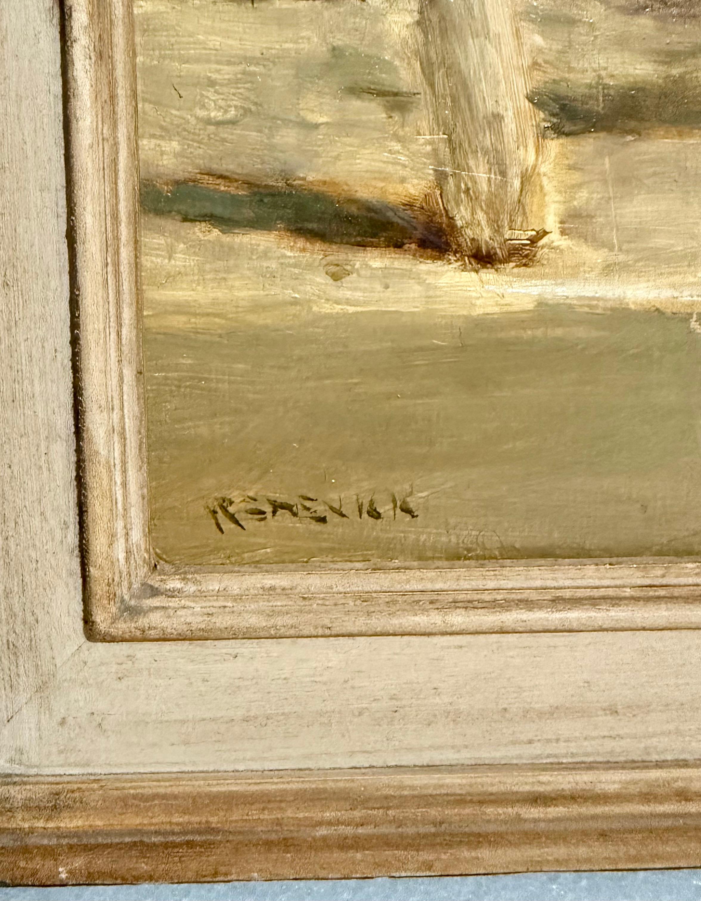 American Modernist Seymour Remenick Oil Painting Men with Pigeons Philadelphia For Sale 2