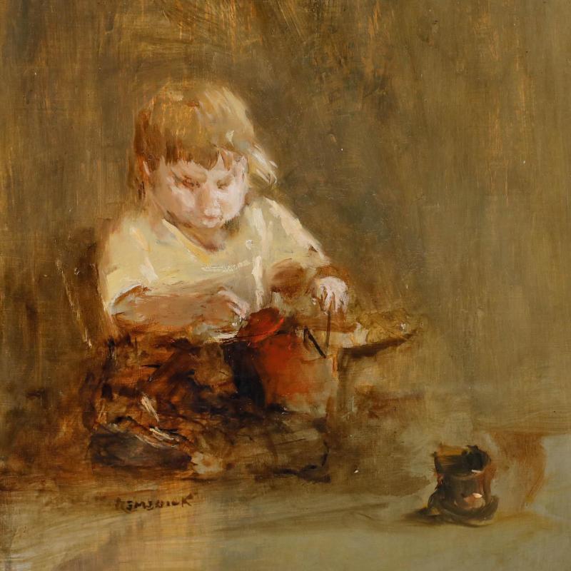 Seymour Remenick (1923-1999) - Óleo de mediados del siglo XX, La hija del artista en venta 3