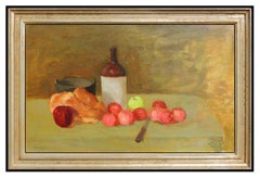 Seymour Remenick Original Oil Painting On Canvas Signed Food Still Life Artwork
