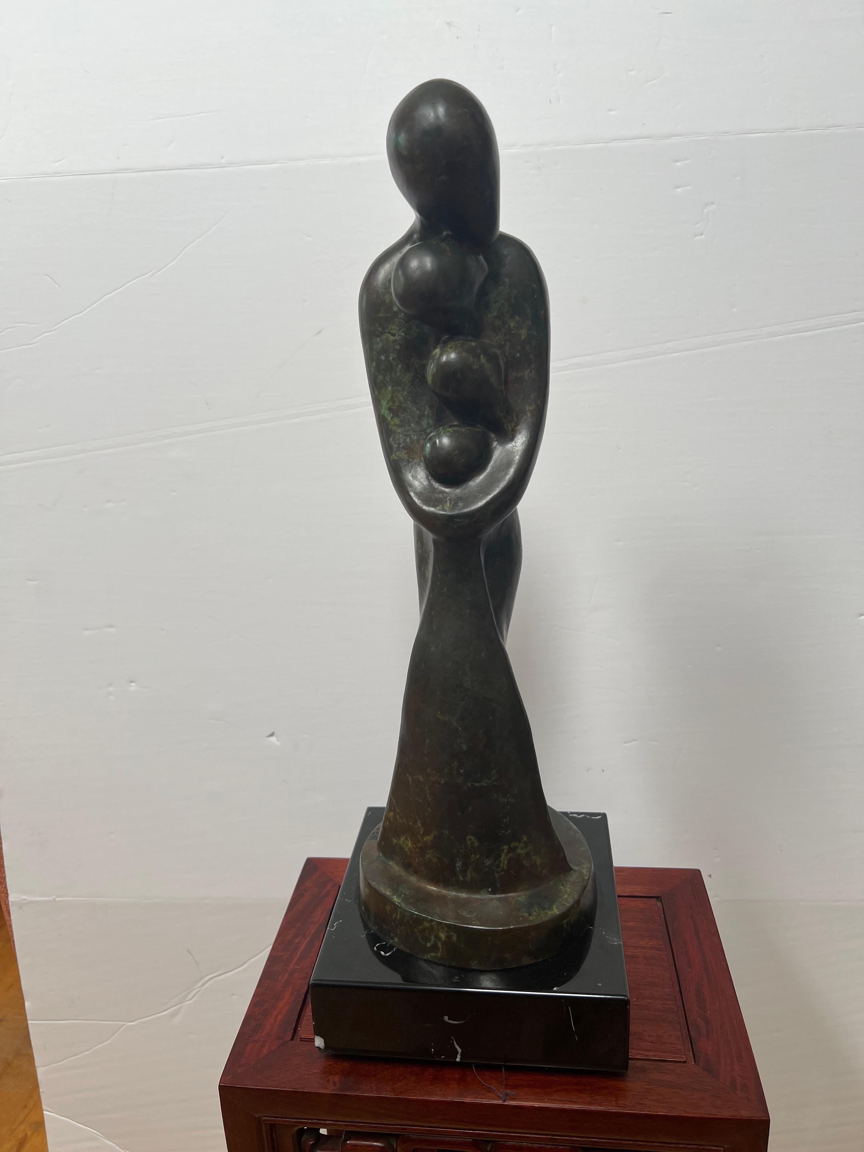 Original Bronze Sculpture of a Mother with Three Children by Sy Rosenwasser 1997 For Sale 7