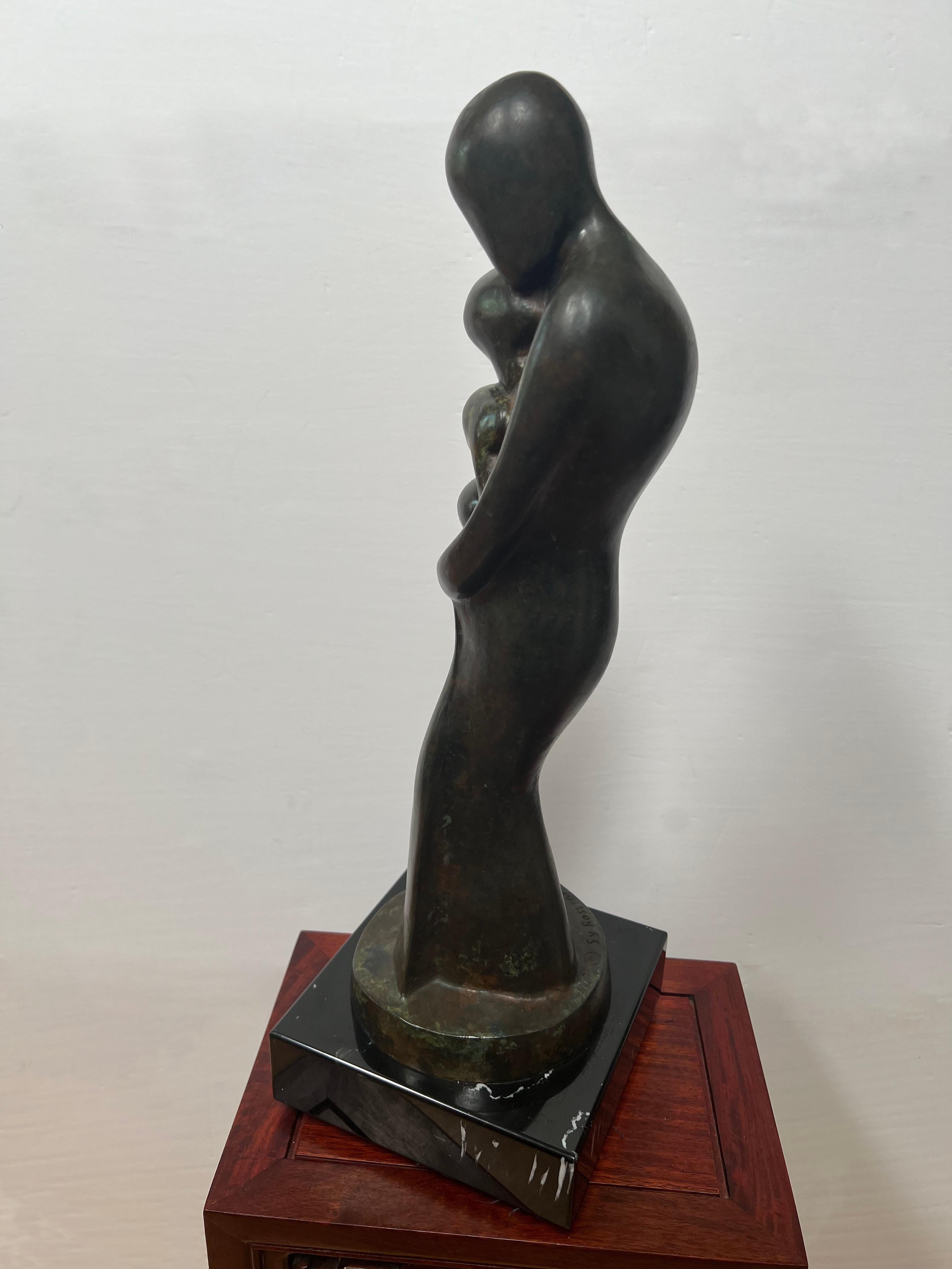 Original Bronze Sculpture of a Mother with Three Children by Sy Rosenwasser 1997 For Sale 3