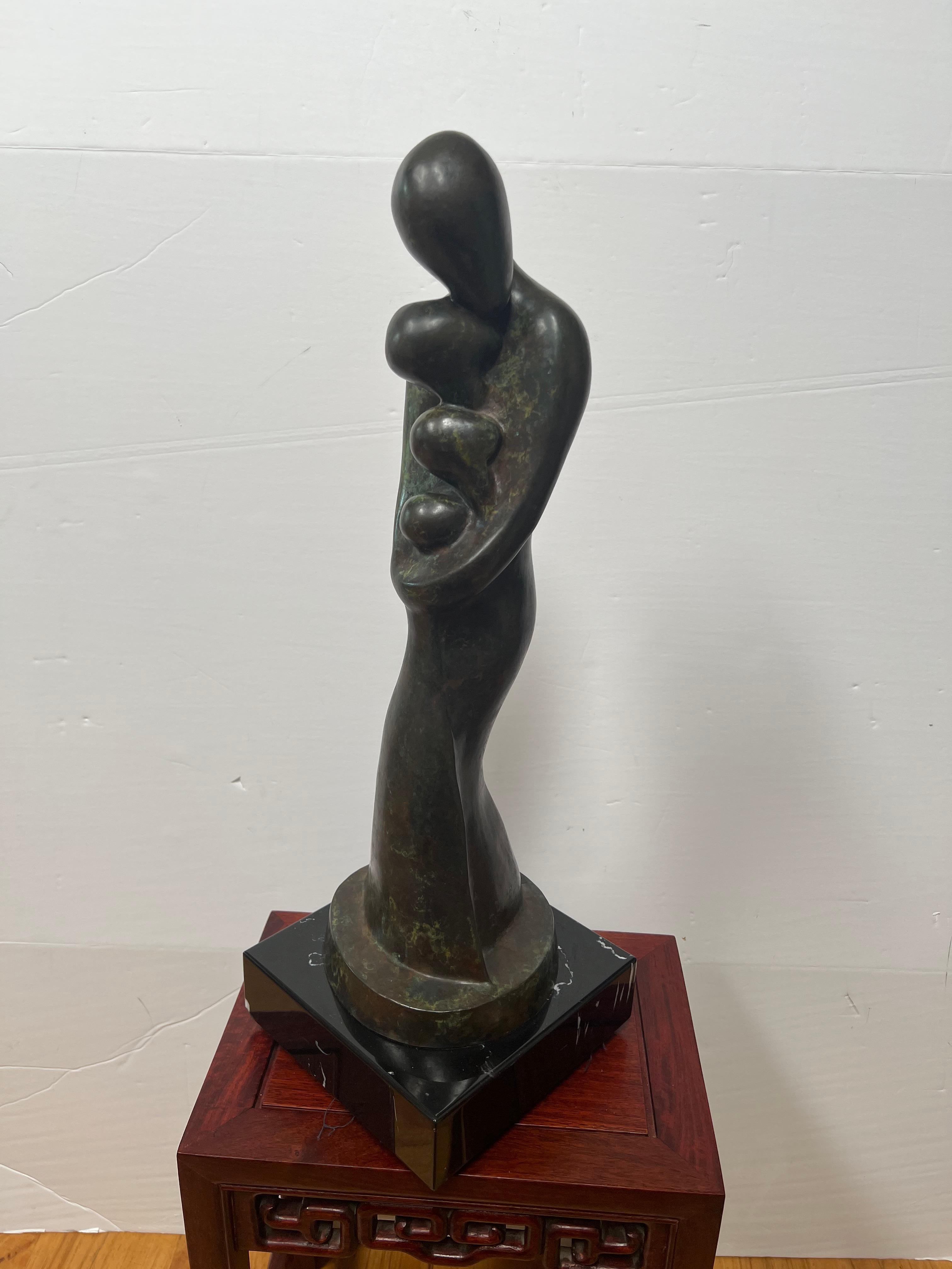 Original Bronze Sculpture of a Mother with Three Children by Sy Rosenwasser 1997 For Sale 4