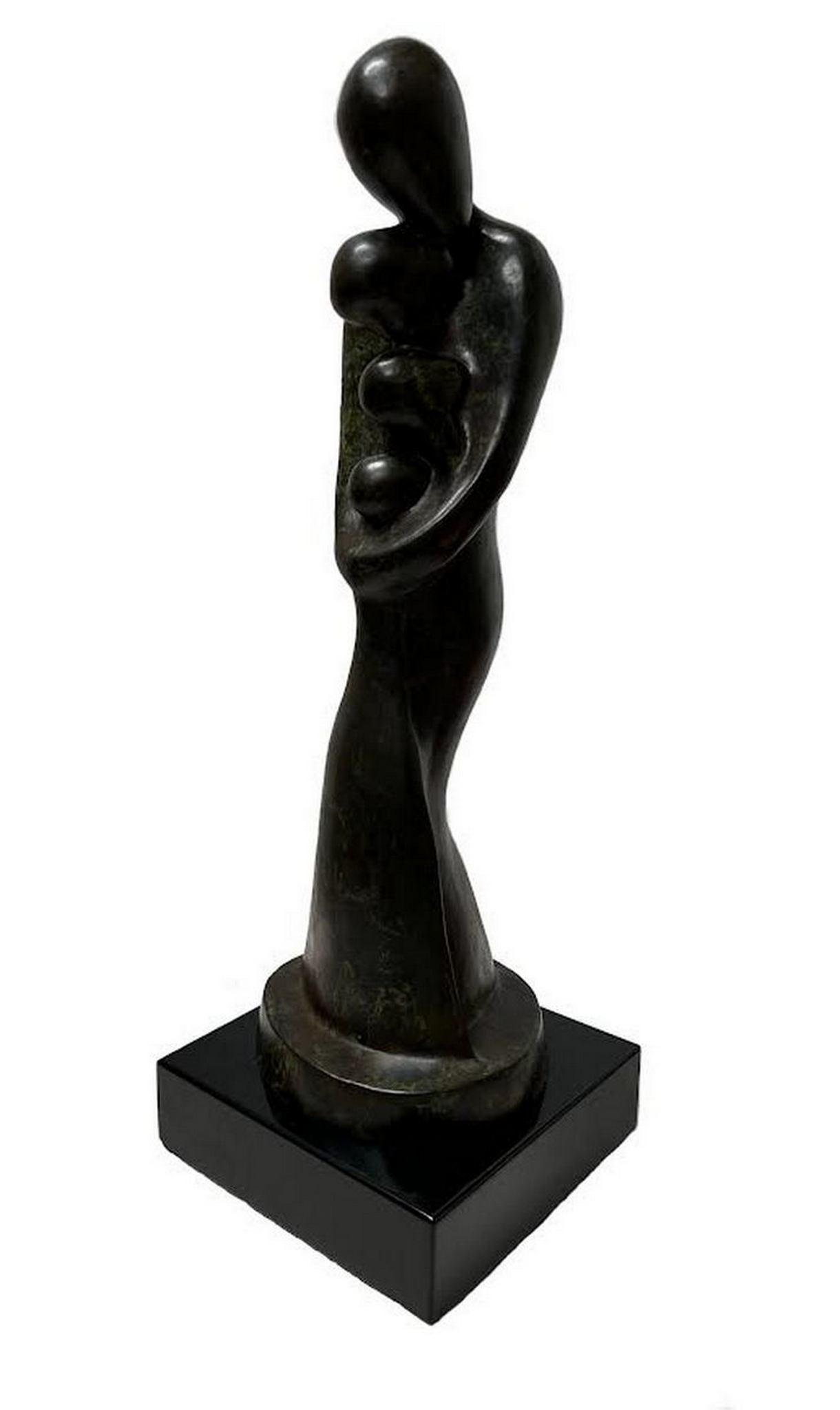 Original Bronze Sculpture of a Mother with Three Children by Sy Rosenwasser 1997