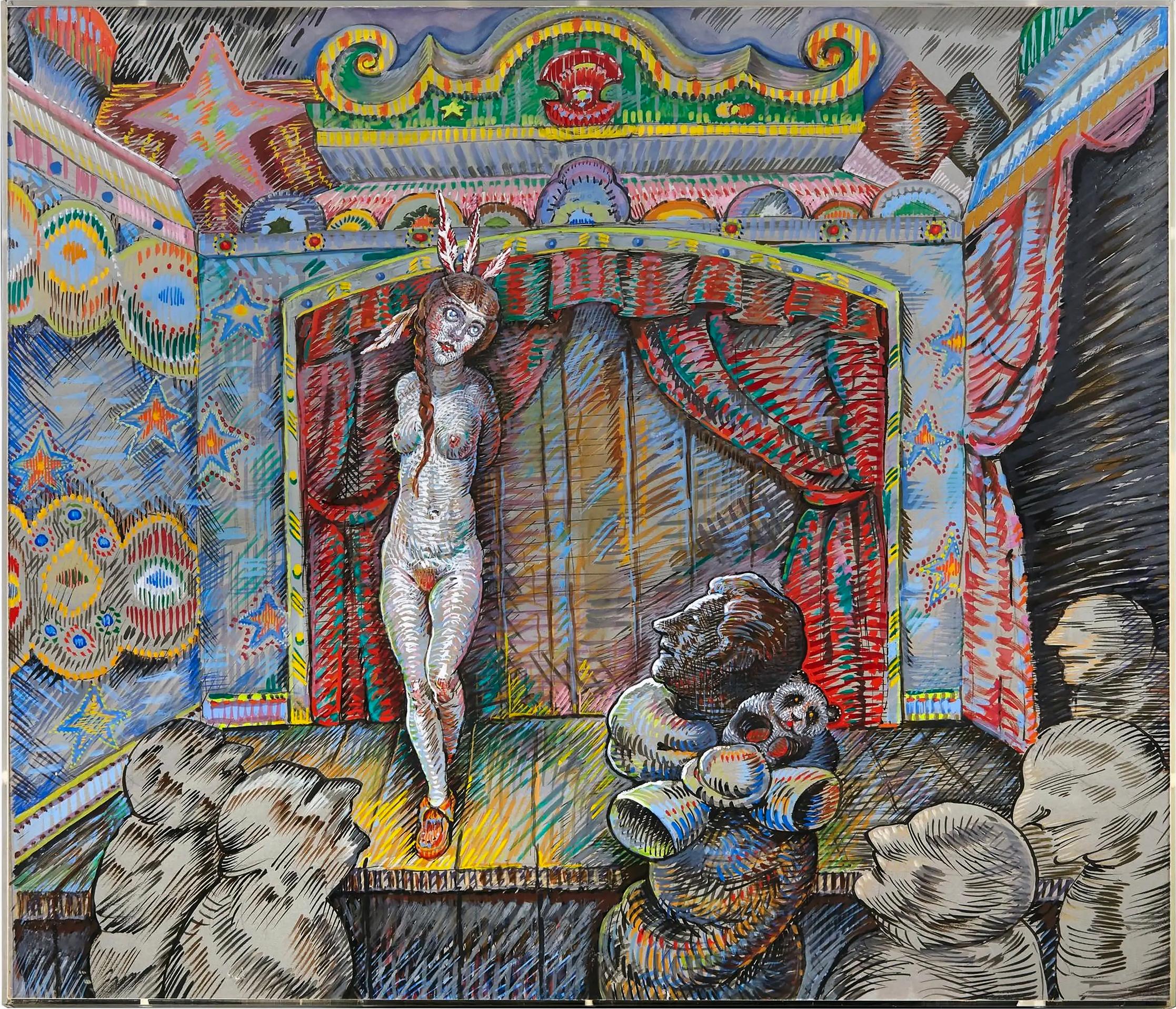 Fille indienne d'Amérique du Nord nue sur une scène burlesque en vente 7