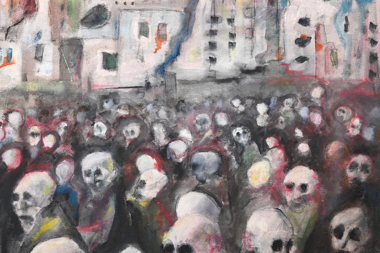 American Seymour Rosofsky Brutalism Painting, 1950s. Jewish Artist. For Sale