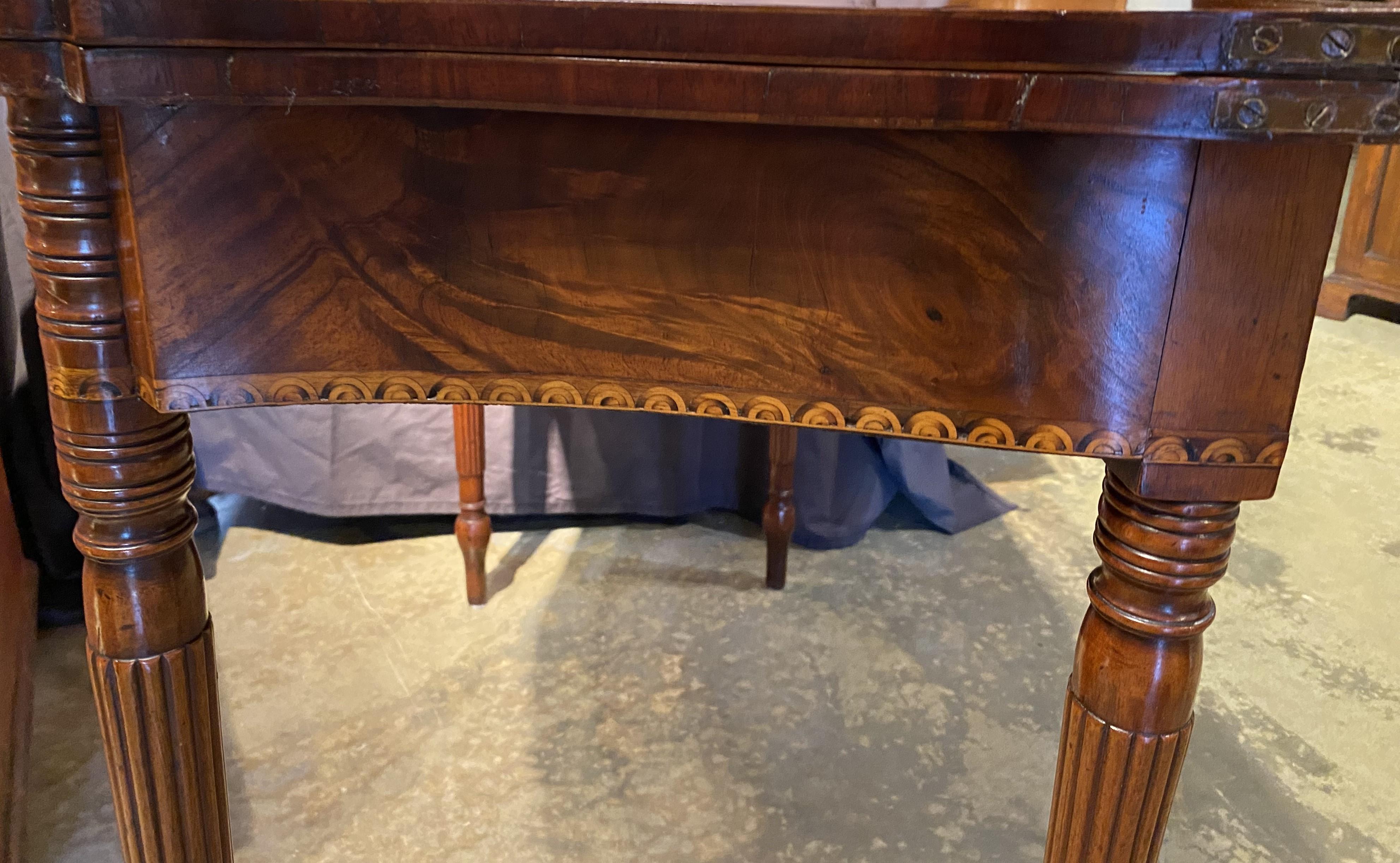 Seymour School Federal Period Mahogany Gaming Table with Lunette Inlay c.1810 For Sale 1