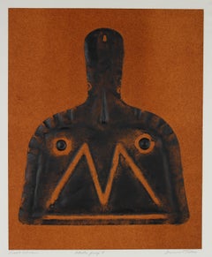 "Pueblo Woman" Collograph on Paper in Rust Orange