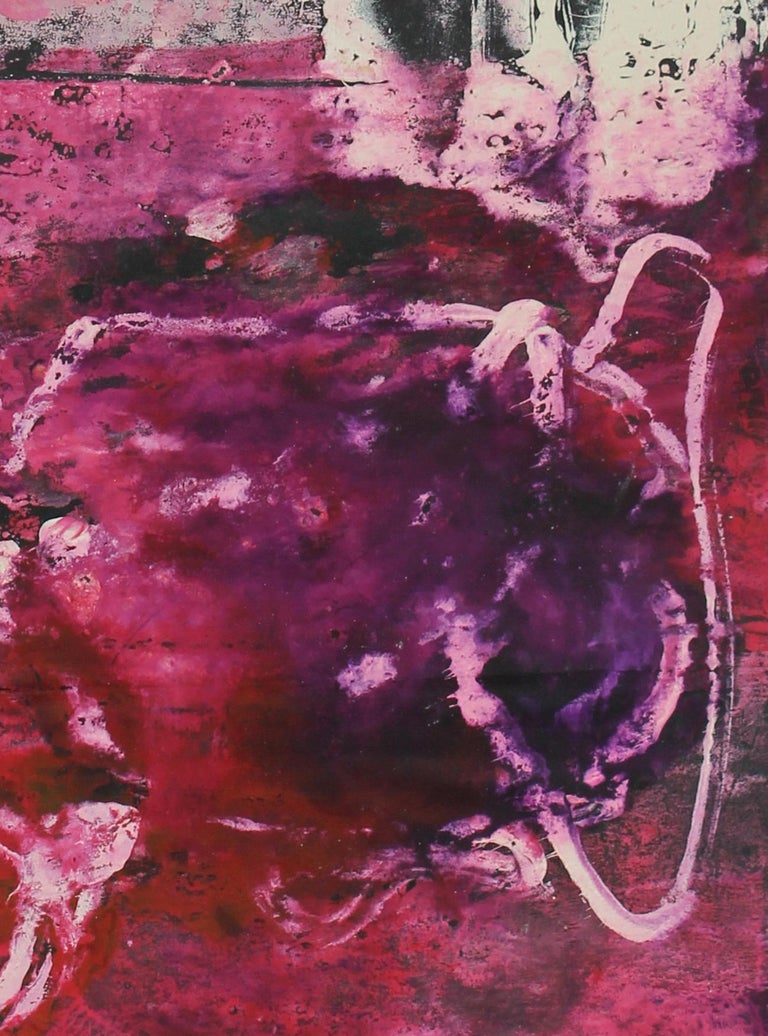 Seymour Tubis - Bright Abstract Dye Transfer Print on Paper in Pink Red ...