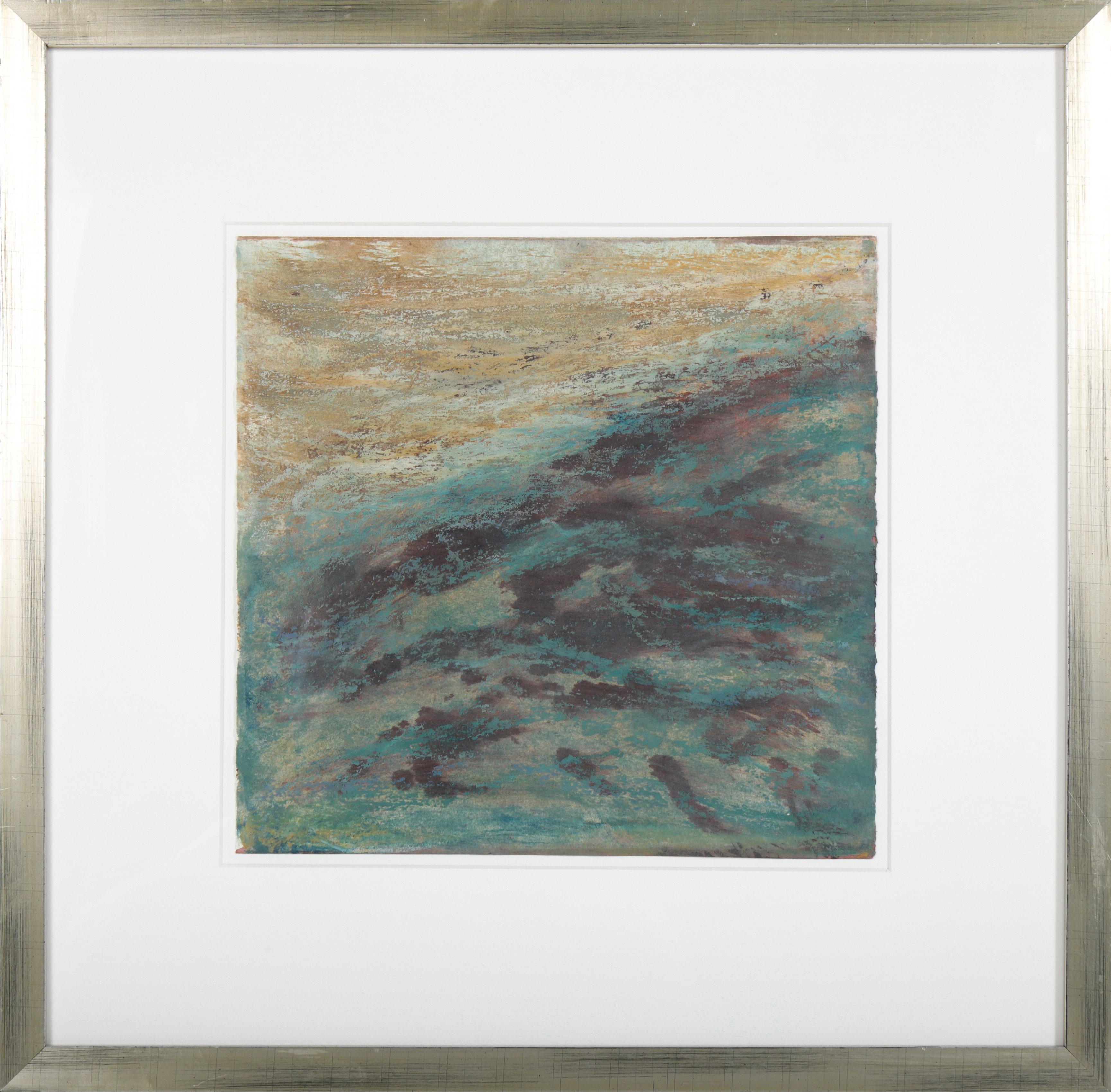 Seymour Tubis Abstract Drawing - "Storm at Sea II" 1990 Ink Watercolor & Pastel