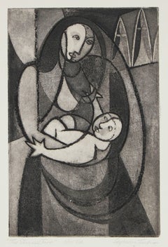 "The Eternal Two" Madonna and Child, Etching on Paper, Late 1940s