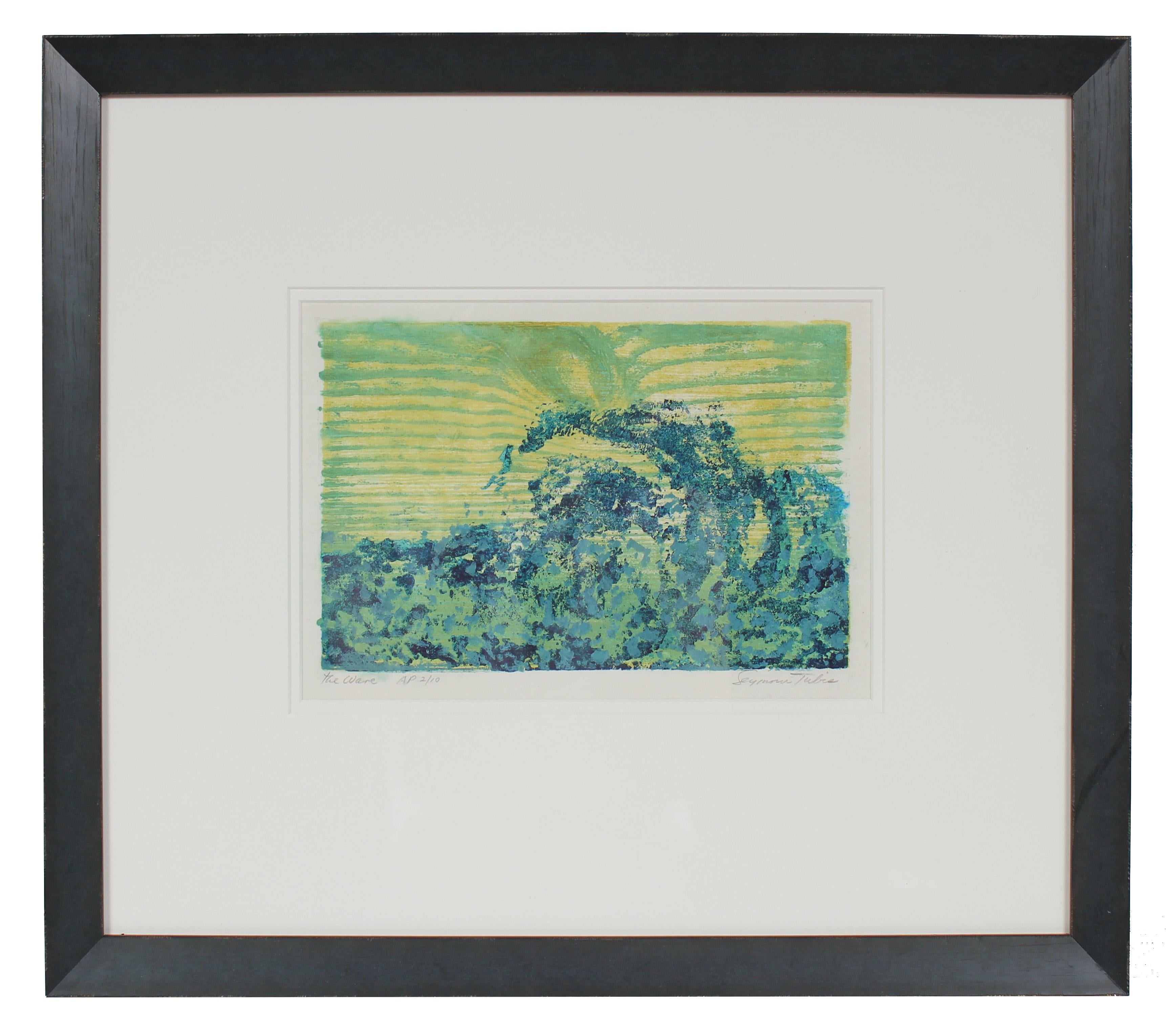 Seymour Tubis Abstract Print - "The Wave" Abstract Woodblock Print, Late 20th Century