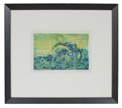 "The Wave" Abstract Woodblock Print, Late 20th Century