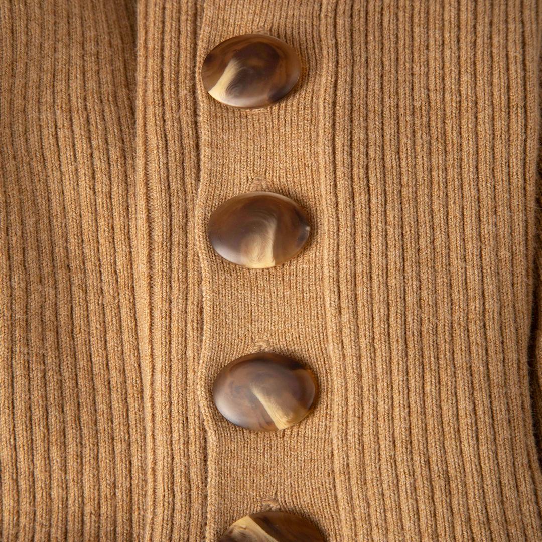 Sézane Beige Wool Ribbed Bodycon Maxi Dress Size XS Bon état - En vente à London, GB