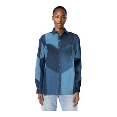 Sézane Blue Denim Patchwork Marzia Shirt Size M