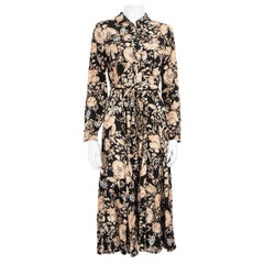 Sézane Floral Long Sleeve Midi Belted Dress Size S