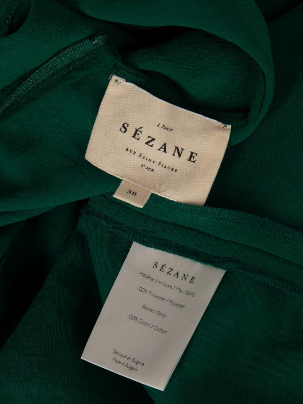 Sézane Green Lace Detail Ruffle Mini Dress Size M 1
