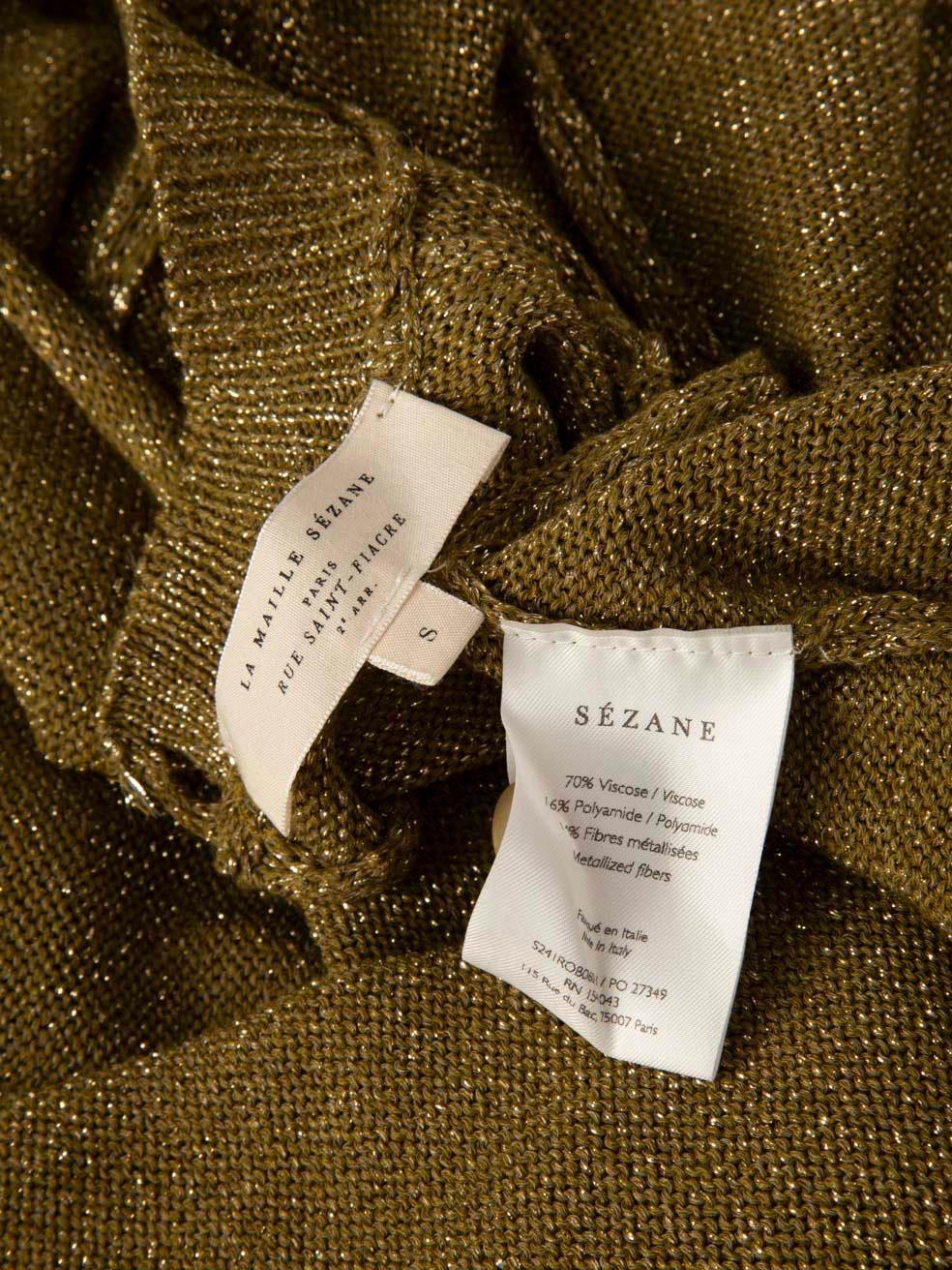 Women's Sézane Green Metallic Knit Midi Dress Size S