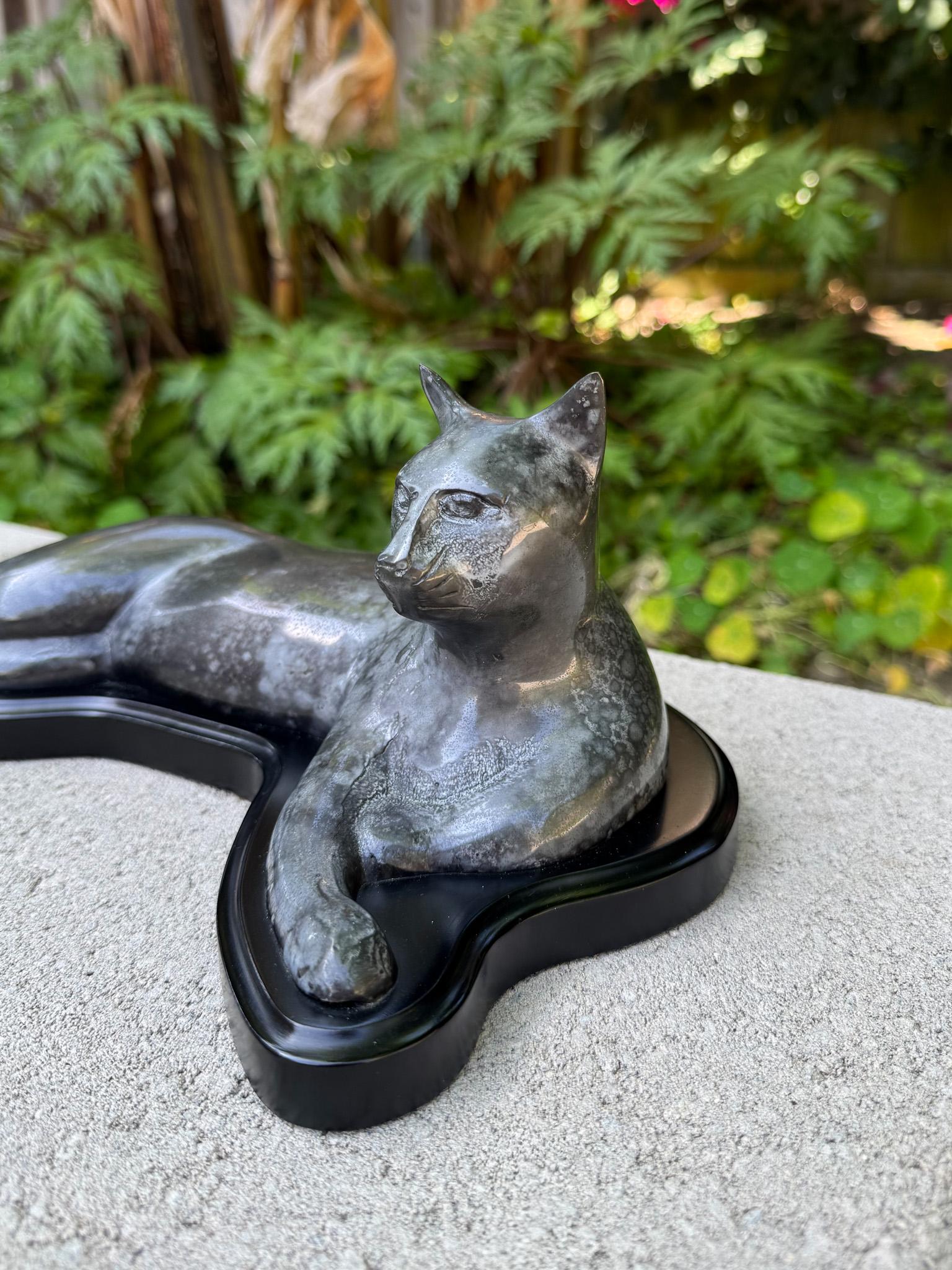 S.F. Bay Trading Bronze Egyptian Reclining Cat, 20th Century For Sale 6