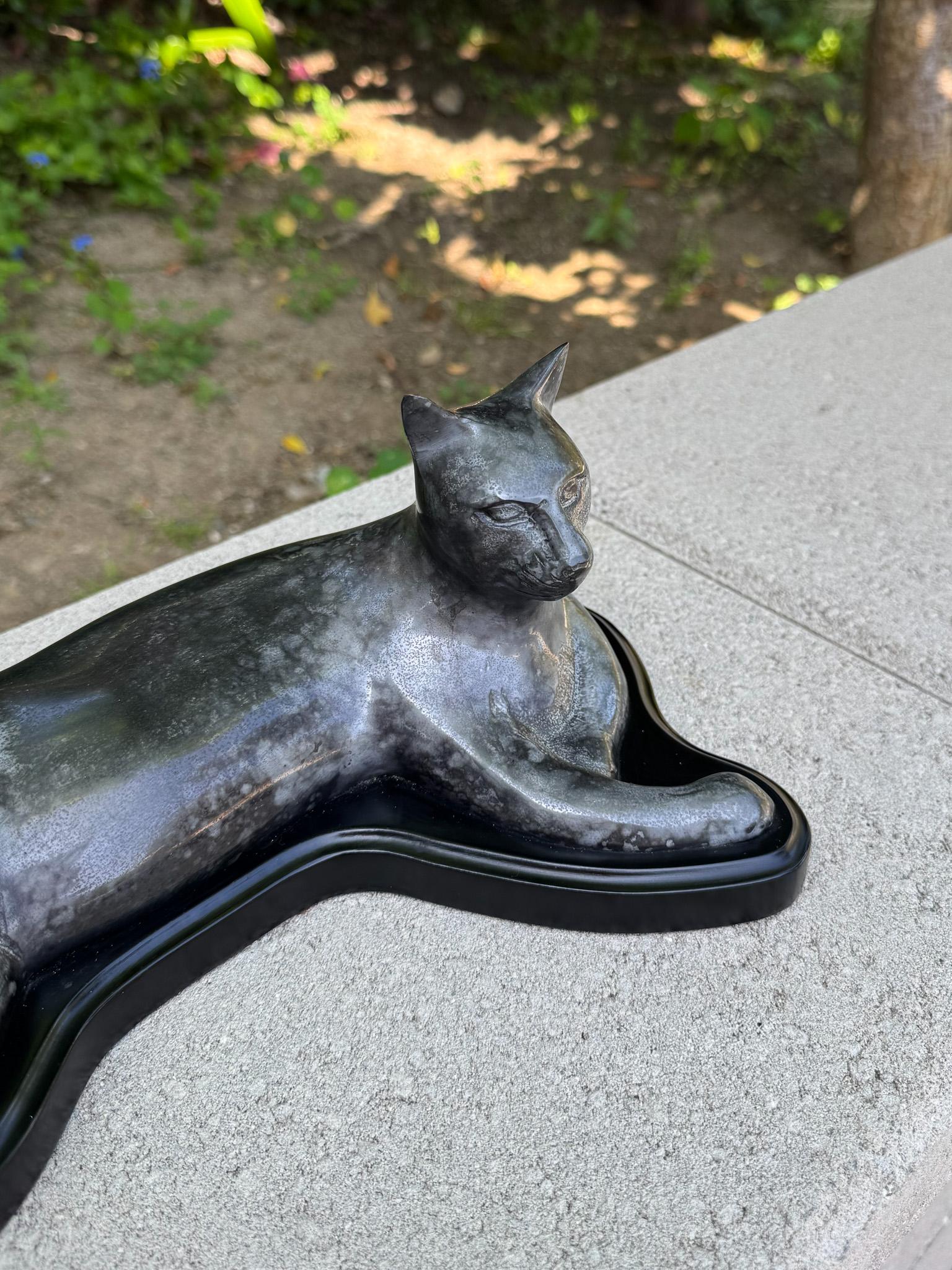 S.F. Bay Trading Bronze Egyptian Reclining Cat, 20th Century For Sale 7