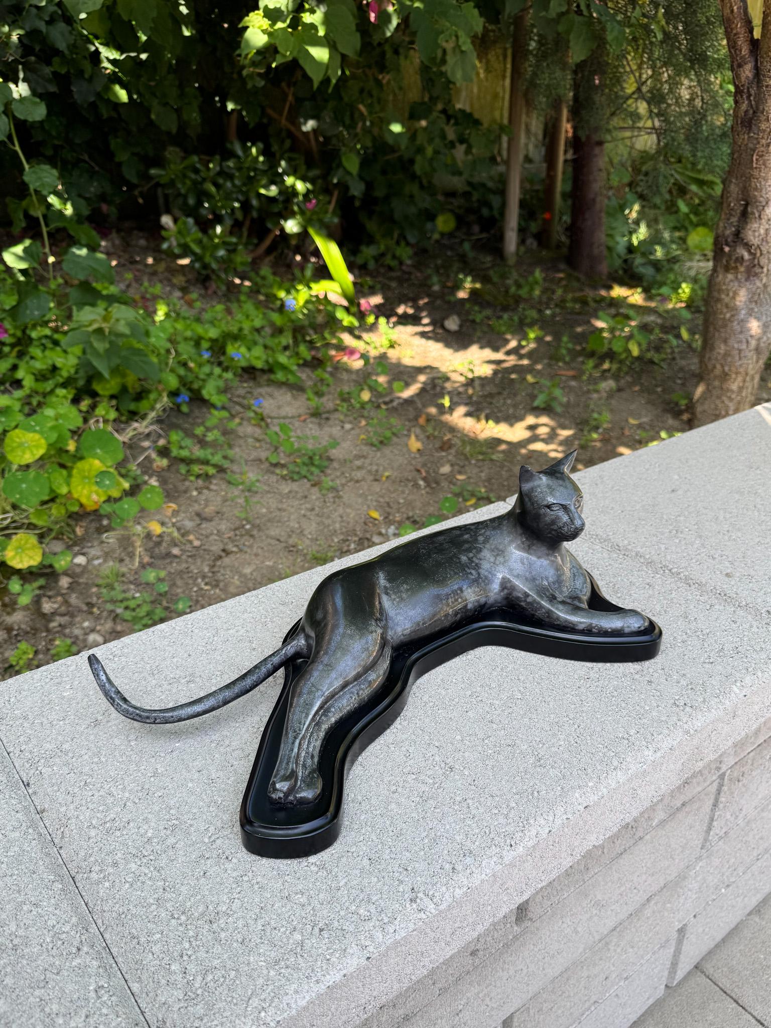 S.F. Bay Trading Bronze Egyptian Reclining Cat, 20th Century For Sale 9