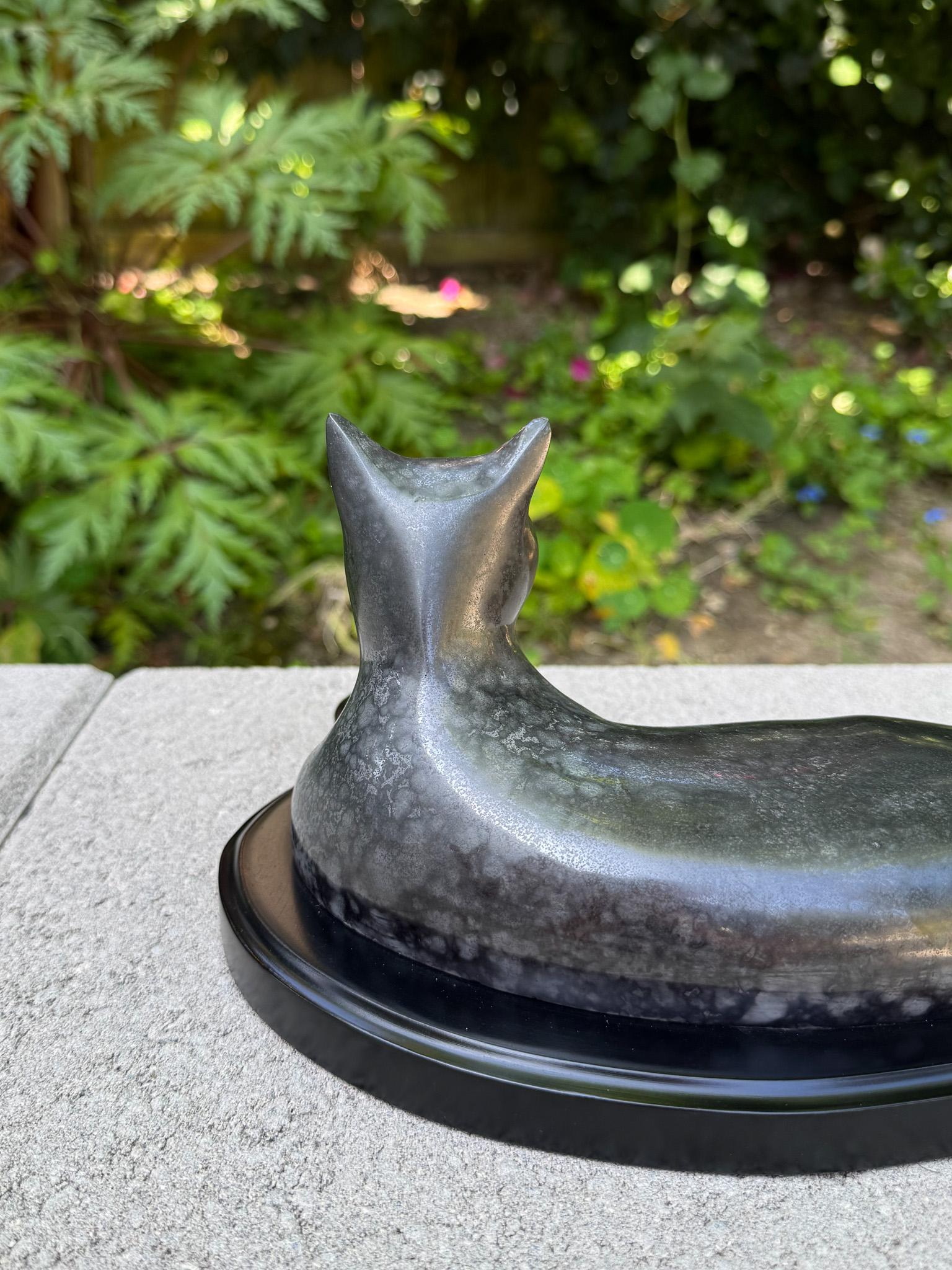 S.F. Bay Trading Bronze Egyptian Reclining Cat, 20th Century For Sale 1