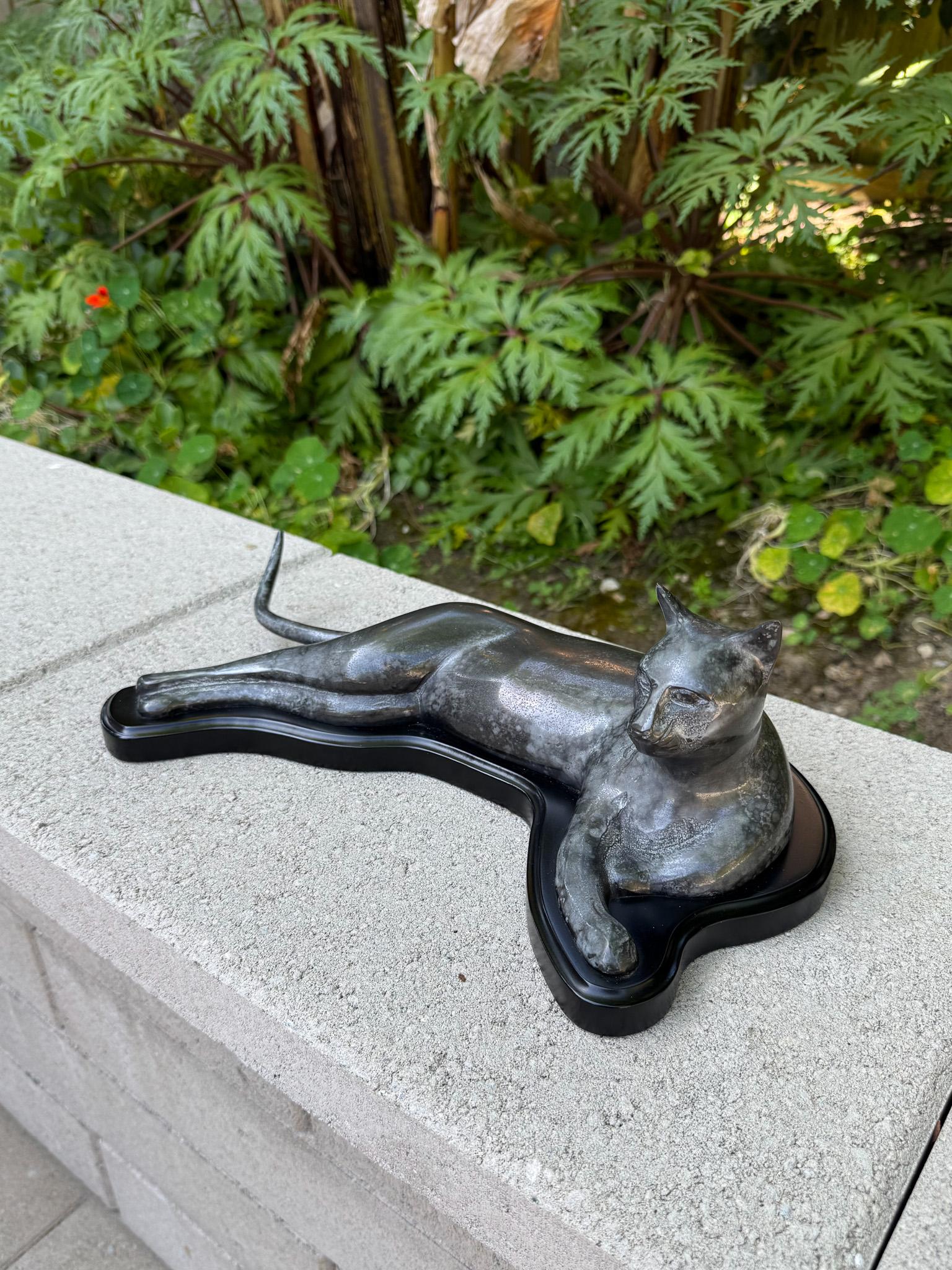 S.F. Bay Trading Bronze Egyptian Reclining Cat, 20th Century For Sale 5