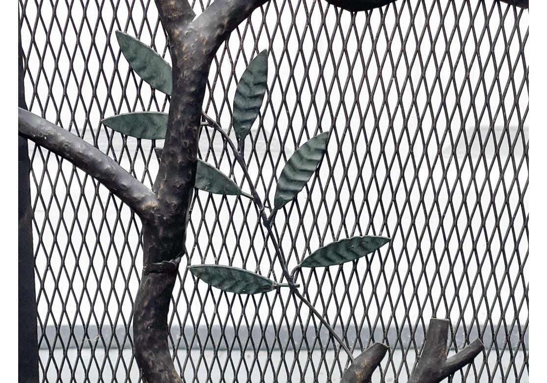 Arts and Crafts SF Bay Trading Decorative Wrought Iron 3-Part Firescreen With Birds