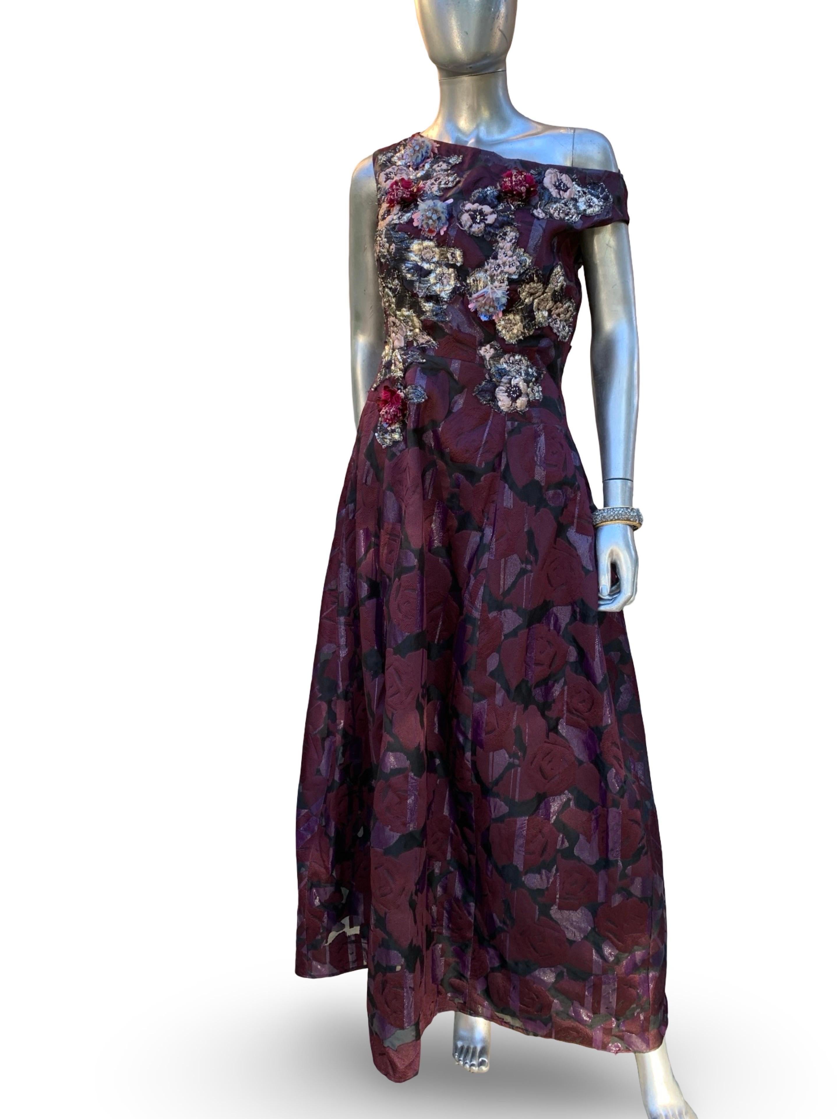 SFA Talbot Runhof Deutschland Atemberaubende Perlen besticktes Abendkleid Größe 10 im Angebot 2