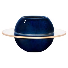Portacandelitas "Sfär Azul Medianoche" de vidrio y porcelana esmaltada