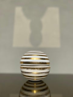 Sfera Scatola Fornasetti Ceramica Bianca Con Rifiniture Dorate, Fornasetti