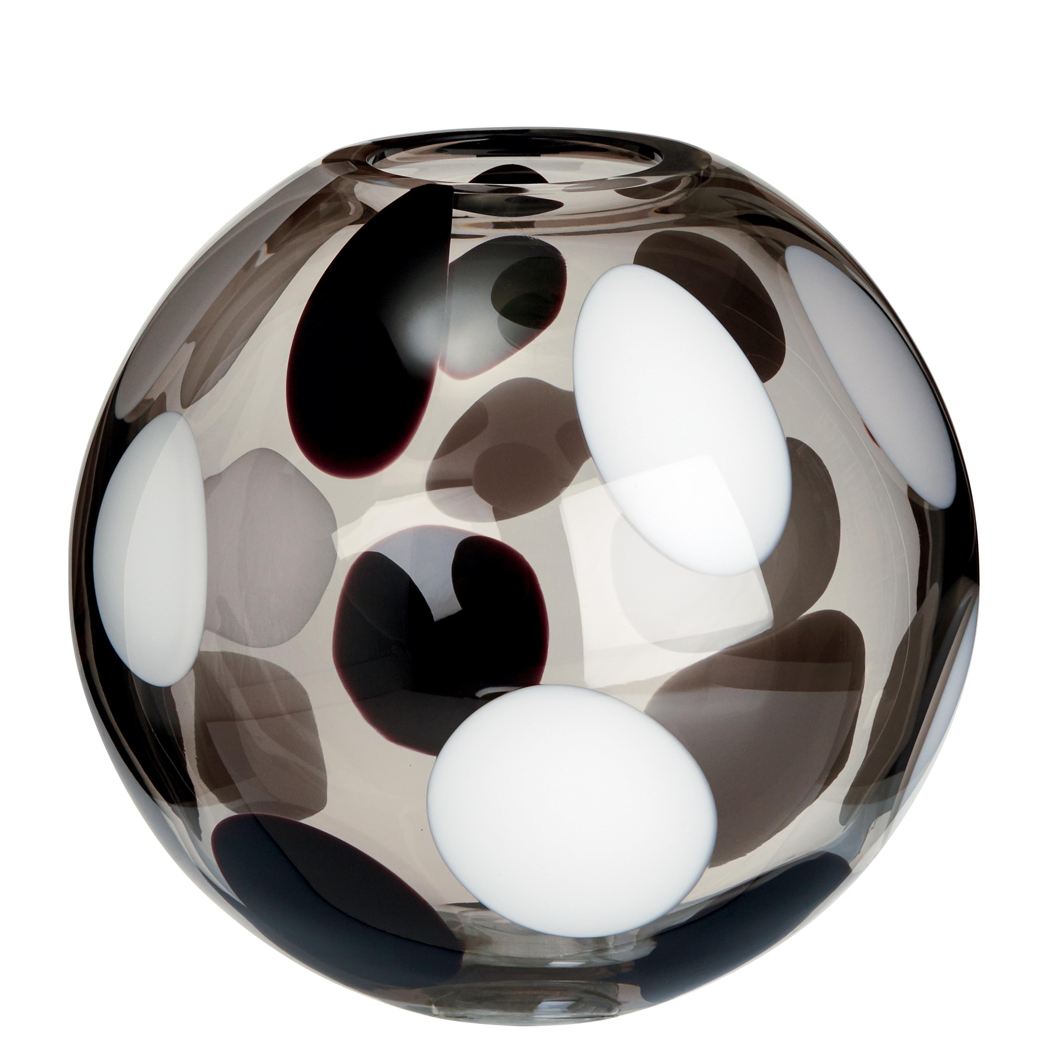 Sfera-Vase mit weißen, grauen und schwarzen Flecken von Carlo Moretti im Angebot