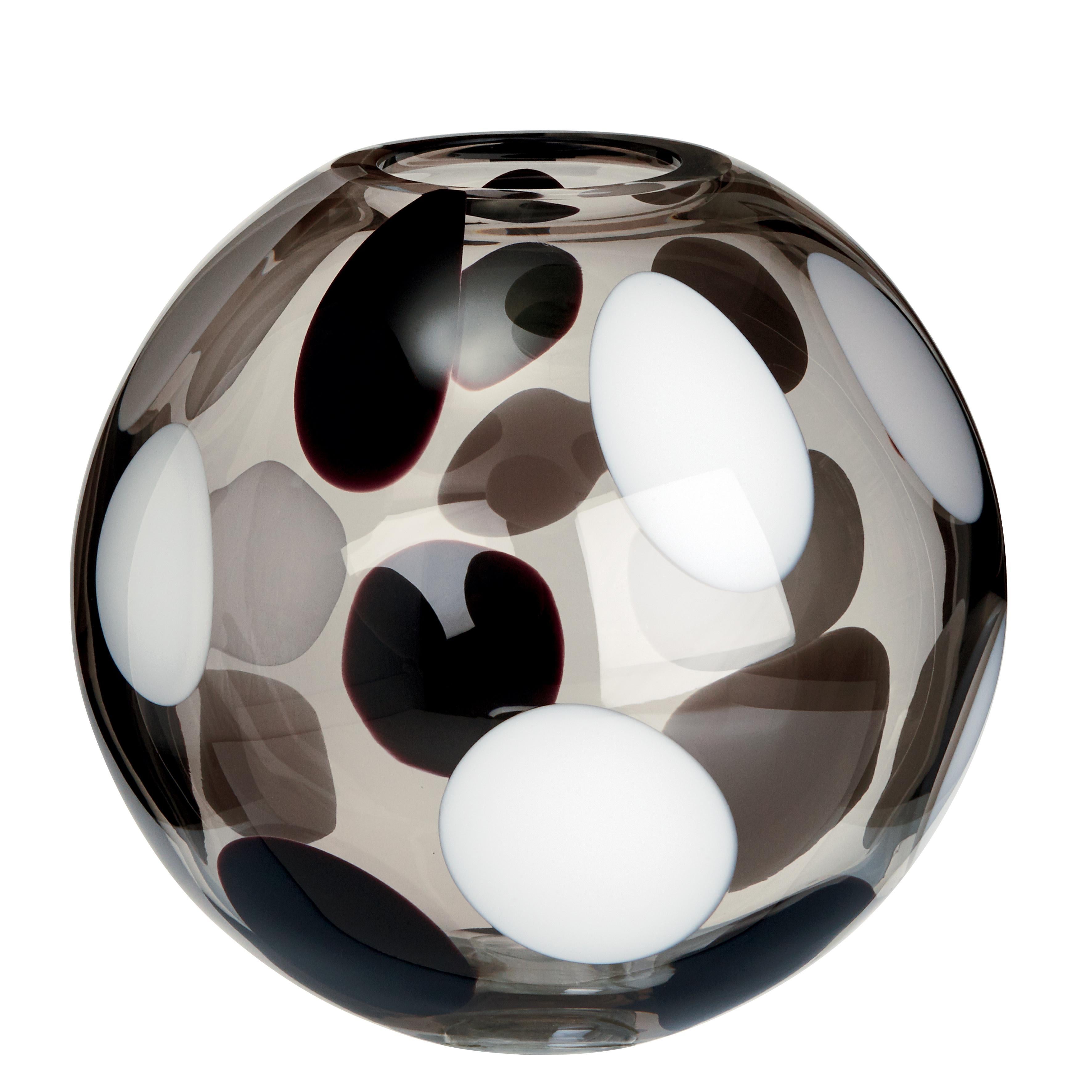 Sfera Vase with White, Grey and Black Spots by Carlo Moretti