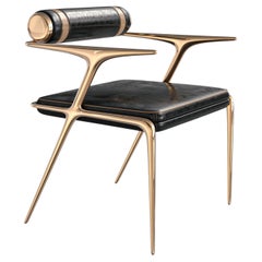 Sedia "Sfida", set di otto, con bronzo e pelle su misura, Istanbul