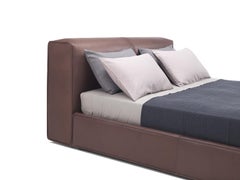 'SFORZA' Luxury King Size Bed with Premium Brown Leather Headboard and Bedframe
