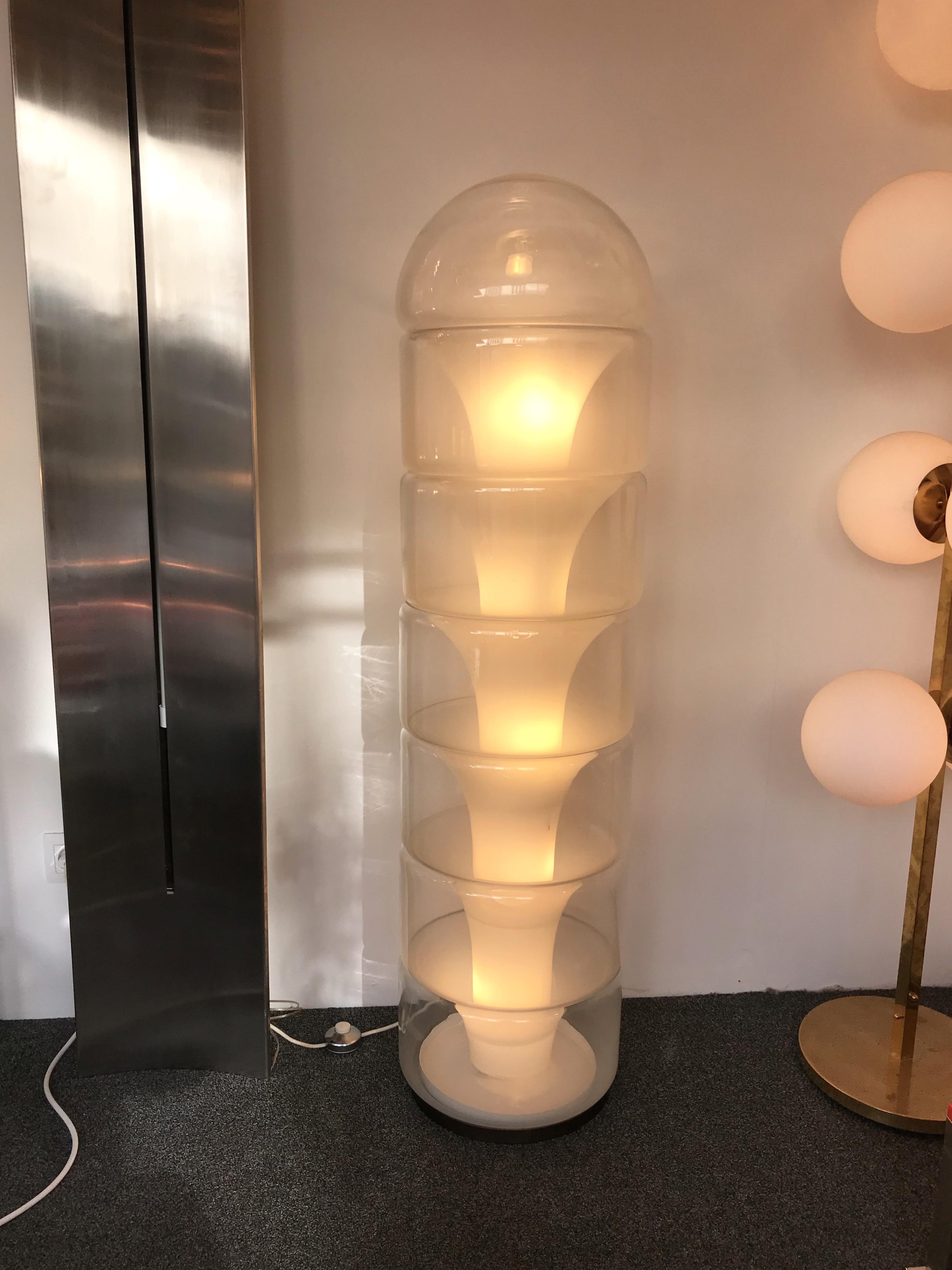 Metal Sfumato Floor Lamp LT316 by Carlo Nason for Mazzega, Italy, 1970s