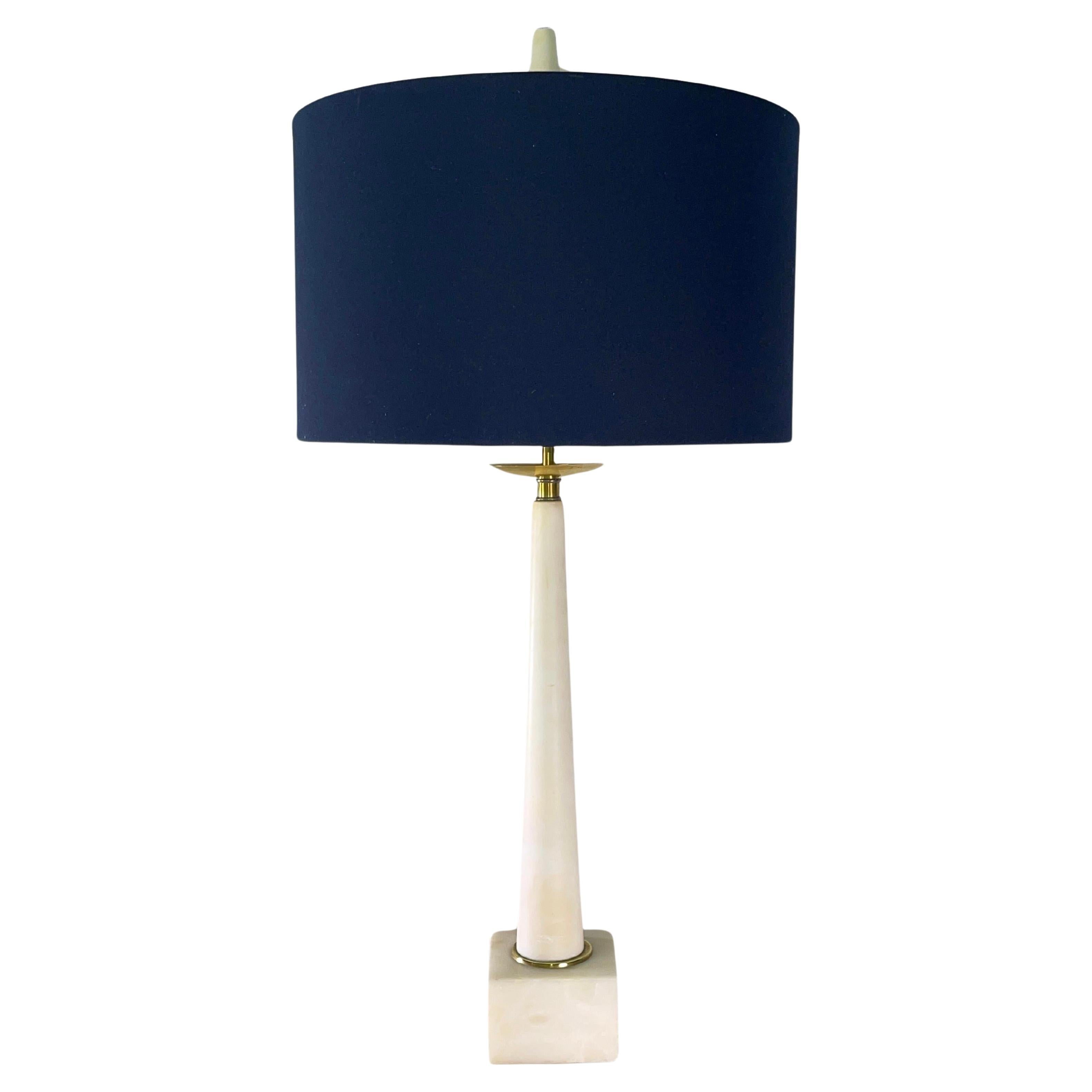 SG Italian Alabaster & Brass Table Lamp For Sale